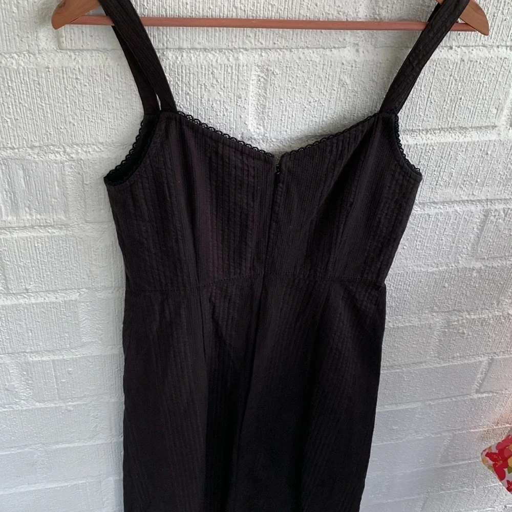 J. Crew Collection Sweetheart Stretch Crochet Cotton Black Dress sz 4